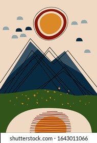 Abstract landscape with geometric shapes