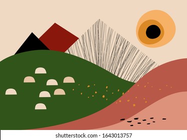 Abstract landscape with geometric shapes
