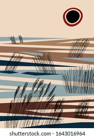 Abstract landscape with geometric shapes