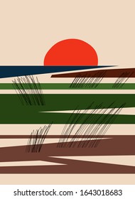 Abstract landscape with geometric shapes