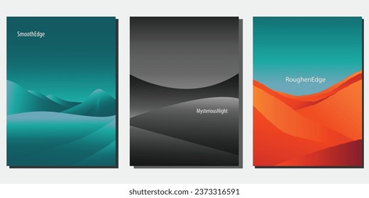 abstract landscape geometry shape, cover design, colorful gradient, minimal set of business cards