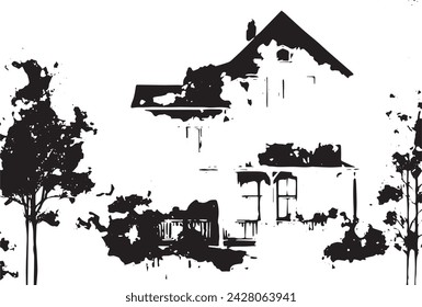 paisaje abstracto en un marco grunge