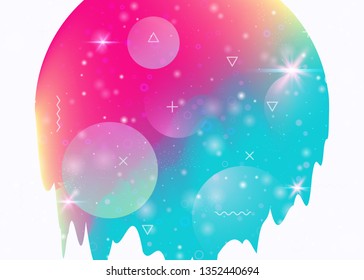 Abstract landscape with holographic cosmos and future universe background. Futuristic gradient and shape. 3d fluid. Pearlescent mountain silhouette with wavy glitch. Memphis abstract landscape.