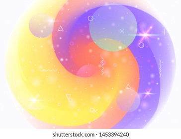 Abstract landscape with holographic cosmos and future universe background. Iridescent mountain silhouette with wavy glitch. 3d fluid. Futuristic gradient and shape. Memphis abstract landscape.