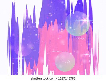 Abstract landscape with holographic cosmos and future universe background. Rainbow mountain silhouette with wavy glitch. 3d fluid. Futuristic gradient and shape. Memphis abstract landscape.