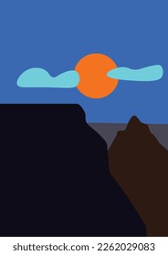 Abstract landscape illustration art modern scenery and contemporary Boho artwork for minimalist background for wall art and decor