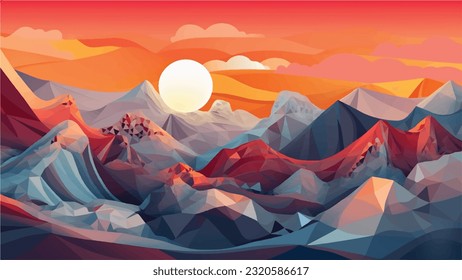 Abstract Landscape Illustration for Decorative Wall Art, High Resolution Ready for Print vector file, Scalable