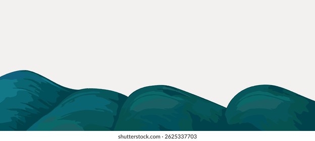 Abstract landscape illustration with green hills. Smooth green hills create a serene landscape. The green hills form a peaceful abstract scene. Vintage art illustration vector.