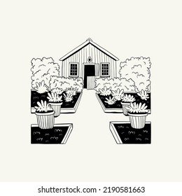 Abstract landscape interior contemporary minimal aesthetic. Hand drawn linear illustrations for wall decoration, postcards or brochures, cover design, stories, social media, app design.