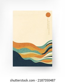 Abstract landscape in Japanese style. Vector.