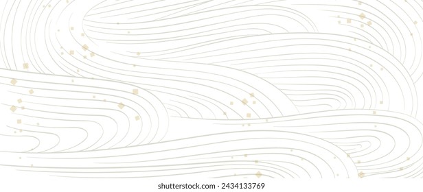 Paisaje abstracto con vector patrón de onda japonesa. Fondo del arte de la naturaleza con la onda china y la plantilla de la nube en estilo oriental