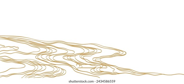 Abstract landscape with Japanese wave pattern vector. Nature art background with Chinese wave and cloud template in oriental style