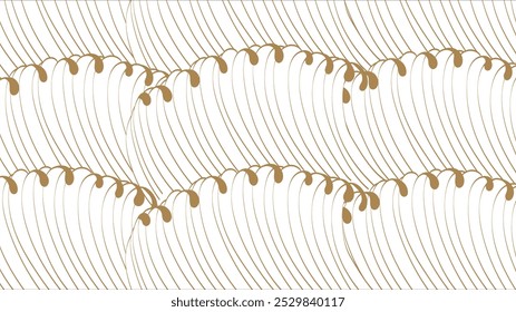 Abstract landscape with Japanese wave pattern vector. Nature art background with Chinese wave template in oriental style.