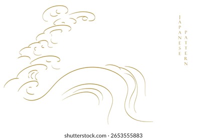 Abstrakte Landschaft mit japanischem Wellenmuster-Vektor. Naturkunst-Hintergrund mit chinesischer Welle und Wolkenvorlage im orientalischen Stil.