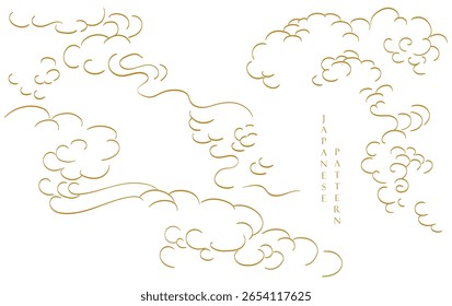 Abstract landscape with Japanese wave pattern vector. Nature art background with Chinese wave and cloud template in oriental style.