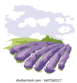 Abstract Landscape -- Lavender Field / Vector Illustration, Wheat Fields And Meadows