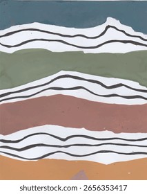 Abstract landscape with layered shapes and lines