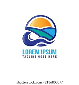 Abstract landscape logo design template. Vector illustration EPS.8 EPS.10