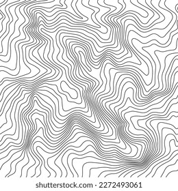 Abstract Landscape Map with Lines. Vector Topography Seamless Pattern. Contour Card Texture