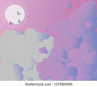 abstract landscape with marshmallow clouds