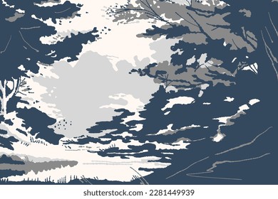 Abstract landscape in minimalism style. Nature. Vector illustration.
