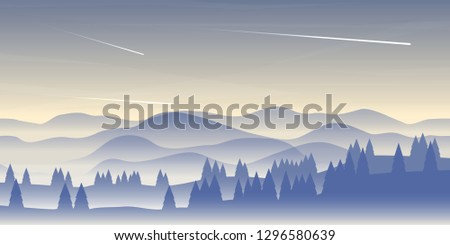 Similar – Morgenstimmung in Oberschwaben mit Sicht auf die Berge, Nebelfelder liegen noch in den Tälern