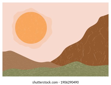 Paisaje abstracto de estilo minimalista, de estilo plano. Ilustración del vector
