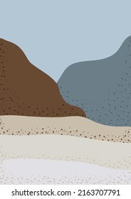 Paisaje abstracto de estilo minimalista. Ilustración vectorial. Color del emperador y otros colores. Se puede utilizar como fondo de pared, postales, afiches, decoración interior y otros.