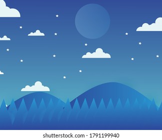 Abstract landscape Mountain and forest. Vector illustration.