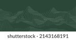 Abstract landscape mountain on Green background. Line art wallpaper design with hills in white wave line. Hand drawn panorama view of mountains suitable for cover, banner, decoration, poster.