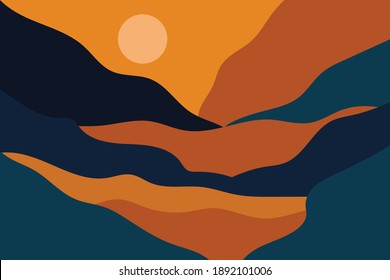 abstract landscape mountain and sea oriental style and contemporary