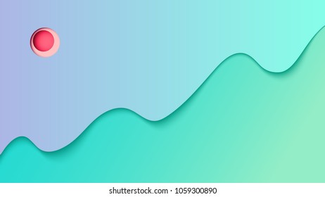 Abstract landscape with mountain and sky paper cut background template.Vector illustration.