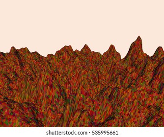 Abstract landscape. Mountain surface. Polygonal vector colorful illustration.