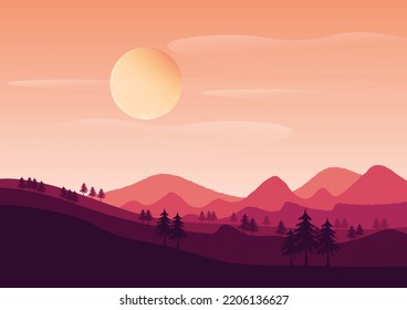 Abstract Landscape Mountain Trees Background Image