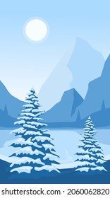 Abstrakte Landschaft mit Bergen und Ersten. Vektorgrafik
