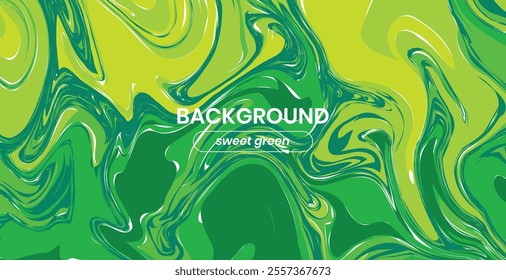 Abstract landscape natural green background layout, with wavy abstract liquid background, liquid effect. Modern design template for poster, advertising banner, brochure, flyer, cover, website.