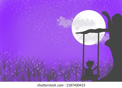 Abstract landscape night and moon background