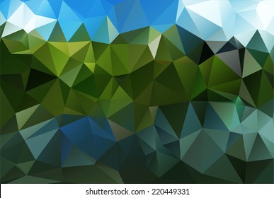 abstract landscape with night sky, composed of triangles