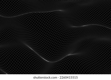 Abstract landscape on a dark background. Cyberspace grid. hi tech network. 3D illustration