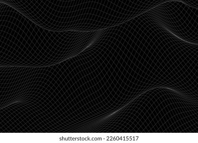 Abstract landscape on a dark background. Cyberspace grid. hi tech network. 3D illustration