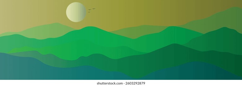 Abstract landscape poster. Nature wall decor contemporary art prints, medieval mountains backdrop. vector