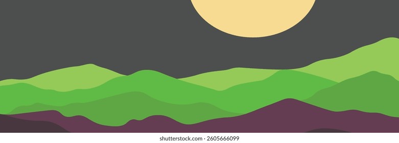 Abstract landscape poster. Nature wall decor contemporary art prints, medieval mountains backdrop. vector