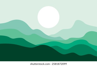 Abstract landscape poster vector. Nature Mountain wall decor contemporary art print, mid century mountain background.