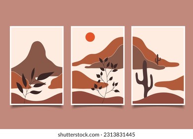 Resumen de decoración de arte en la pared de afiches de paisajes
