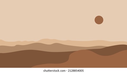 Abstract landscape posters. Modern background flat design, contemporary boho mountains minimalist wall decor.