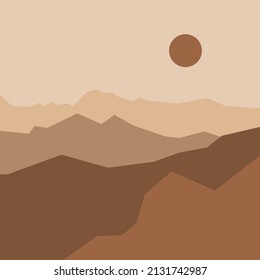 Abstrakte Landschaftspopster. Modernes Flachbild-Design, zeitgenössisches Boghilengebirge-minimalistisches Dekor.