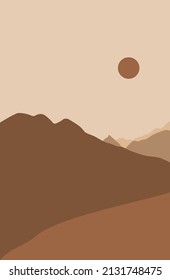 Abstract landscape posters. Modern background flat design, contemporary boho mountains minimalist wall decor.