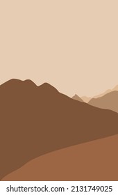 Abstract landscape posters. Modern background flat design, contemporary boho mountains minimalist wall decor.