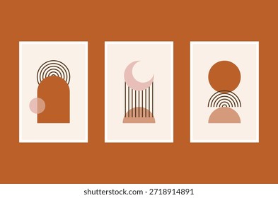 Abstract landscape posters, nature wall decor, contemporary art prints with boho style graphics.