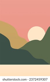 Abstrakte Landschaft Printable Wall Art. Gebirge Bäume druckbare Wand Dekor. Boho Landscape Poster
